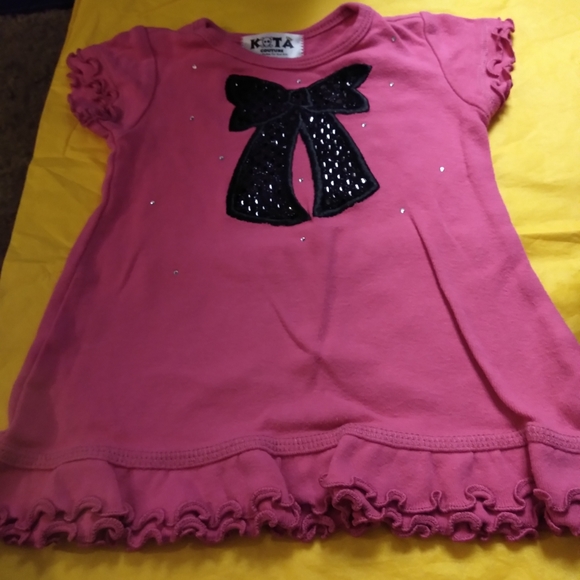 KOTA Couture pink dress w/sequin bow 12mos - Picture 1 of 2